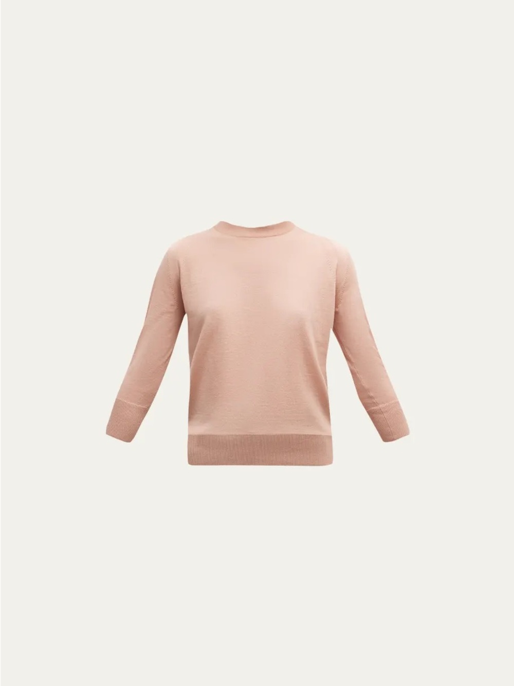 Loro Piana 3/4-Sleeve Featherweight Cashmere Peach Sweater— IT 44 or US 8